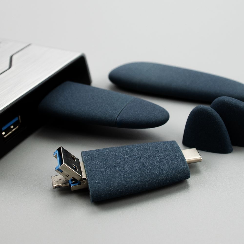 Флешка Pebble Universal, USB 3.0, серая