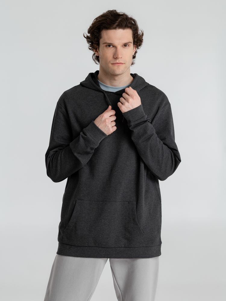 Толстовка с капюшоном унисекс Hoodie, серый меланж (антрацит), размер L