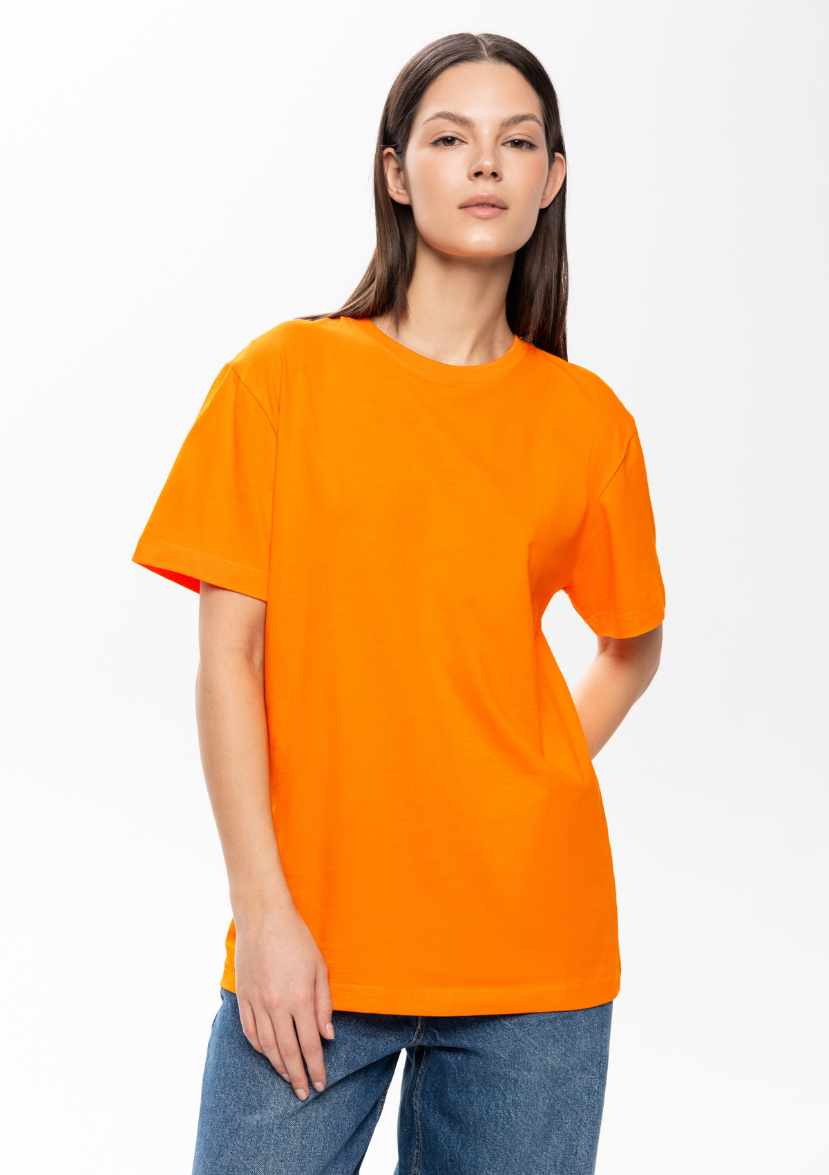 Футболка унисекс без бокового шва STAN хлопок 160, 02, Оранжевый,  (28/1)  (46/S)