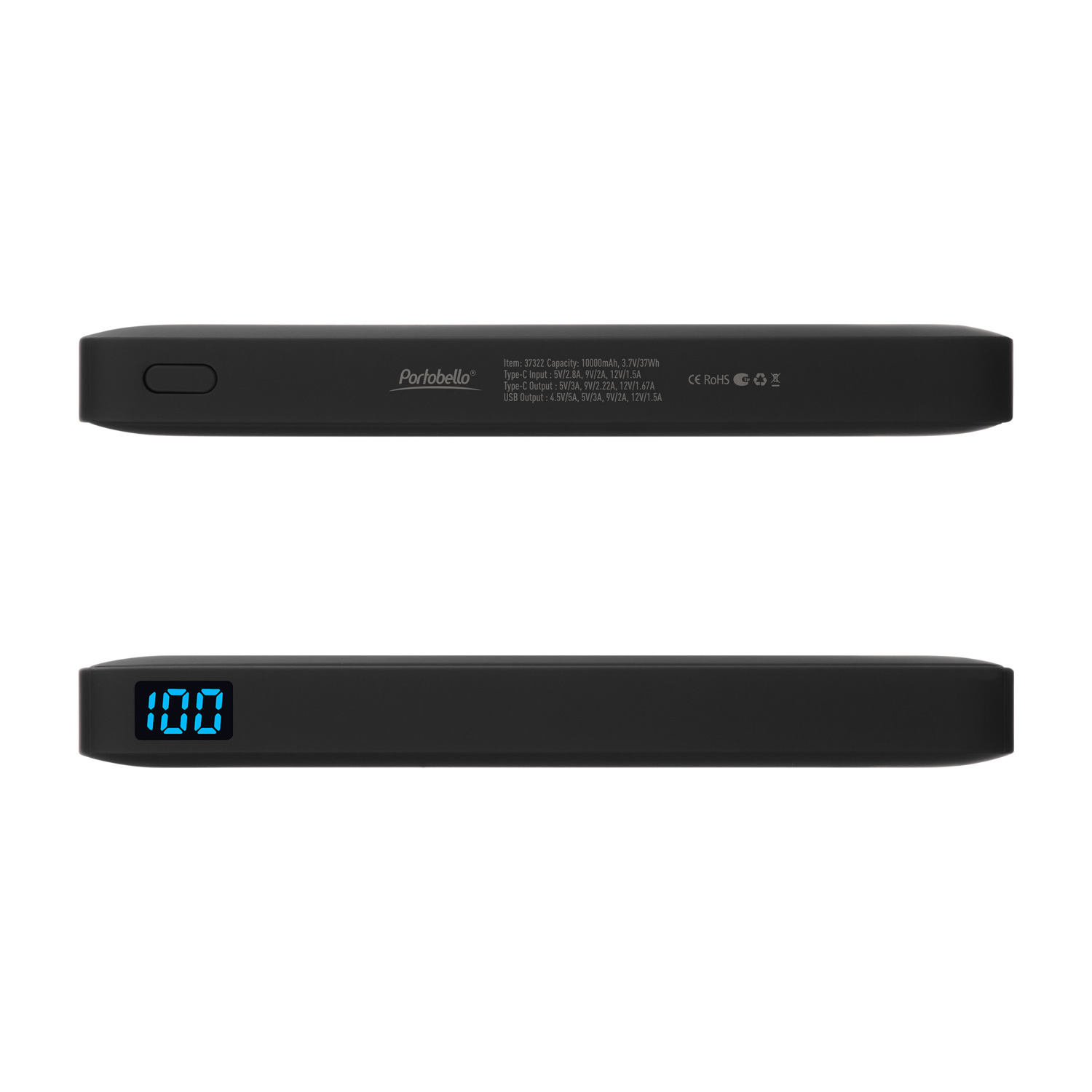 Внешний аккумулятор с подсветкой Анкор Плюс PD (Ancor PD Plus)10000 mAh, черный
