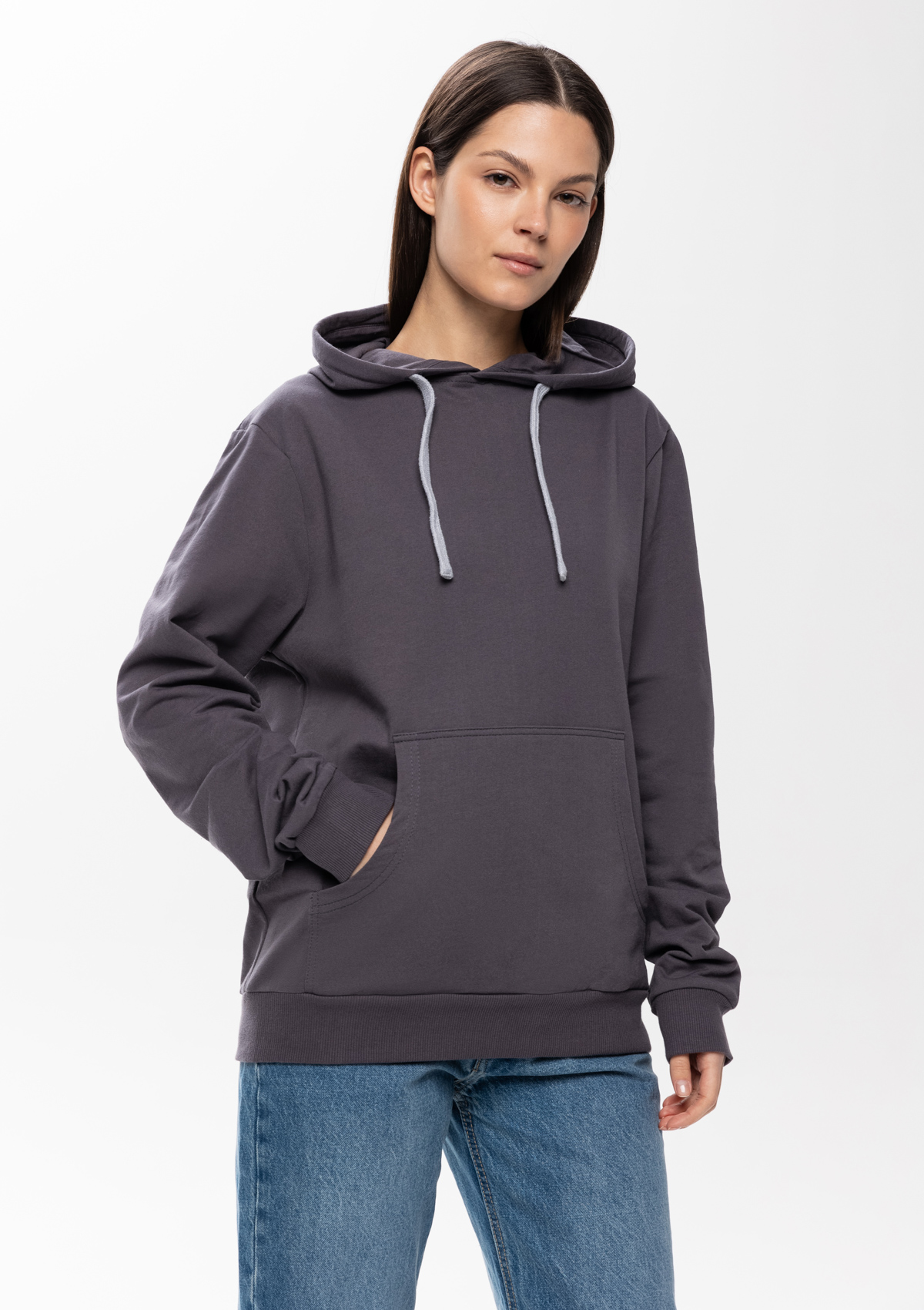 Худи унисекс STAN футер без начёса 260, 23, Тёмно-серый,  (100/1)  (52/XL)