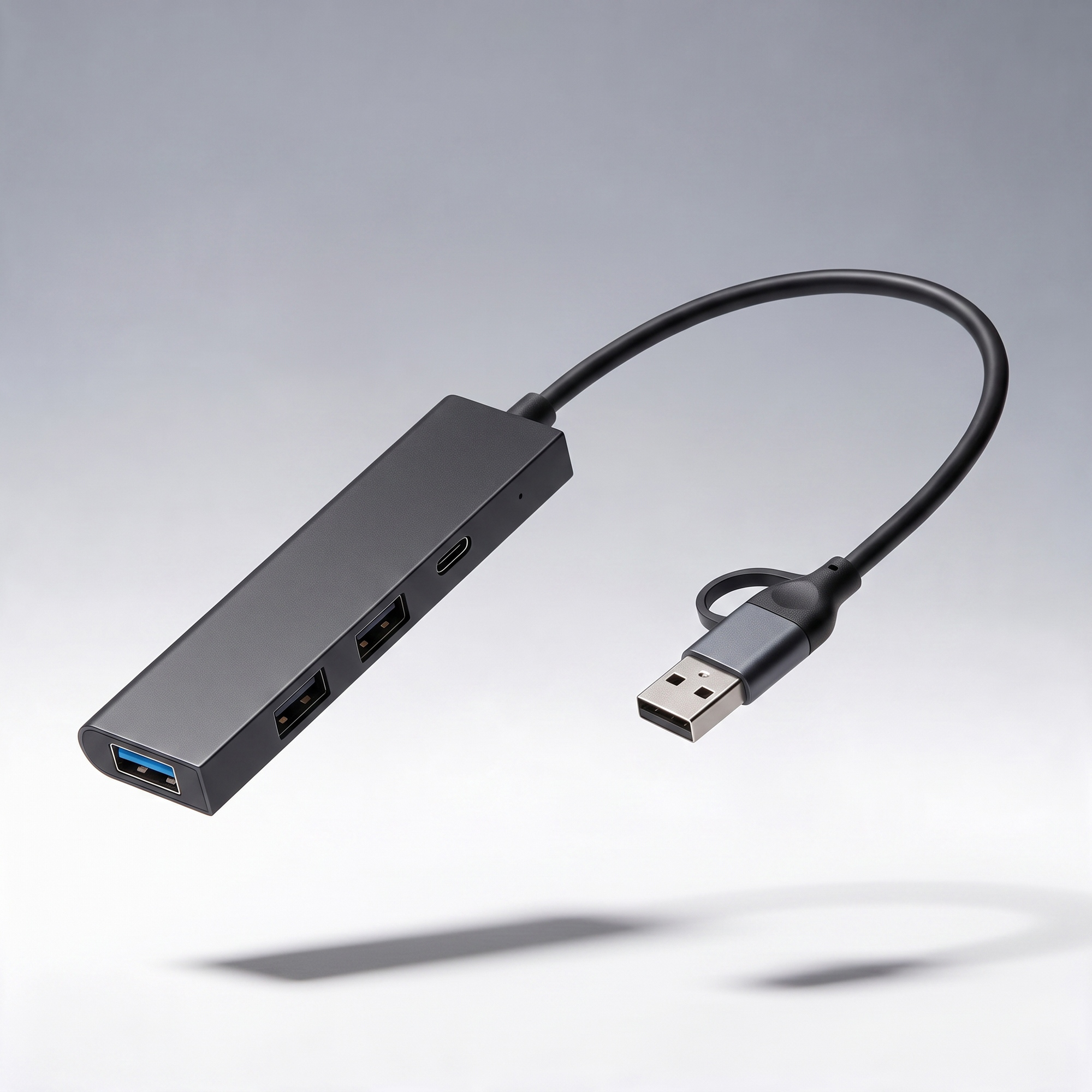 USB-хаб Command с коннектором 2-в-1 USB-C и USB-A, 2.0/3.0 с логотипом Evolt | Print Logo