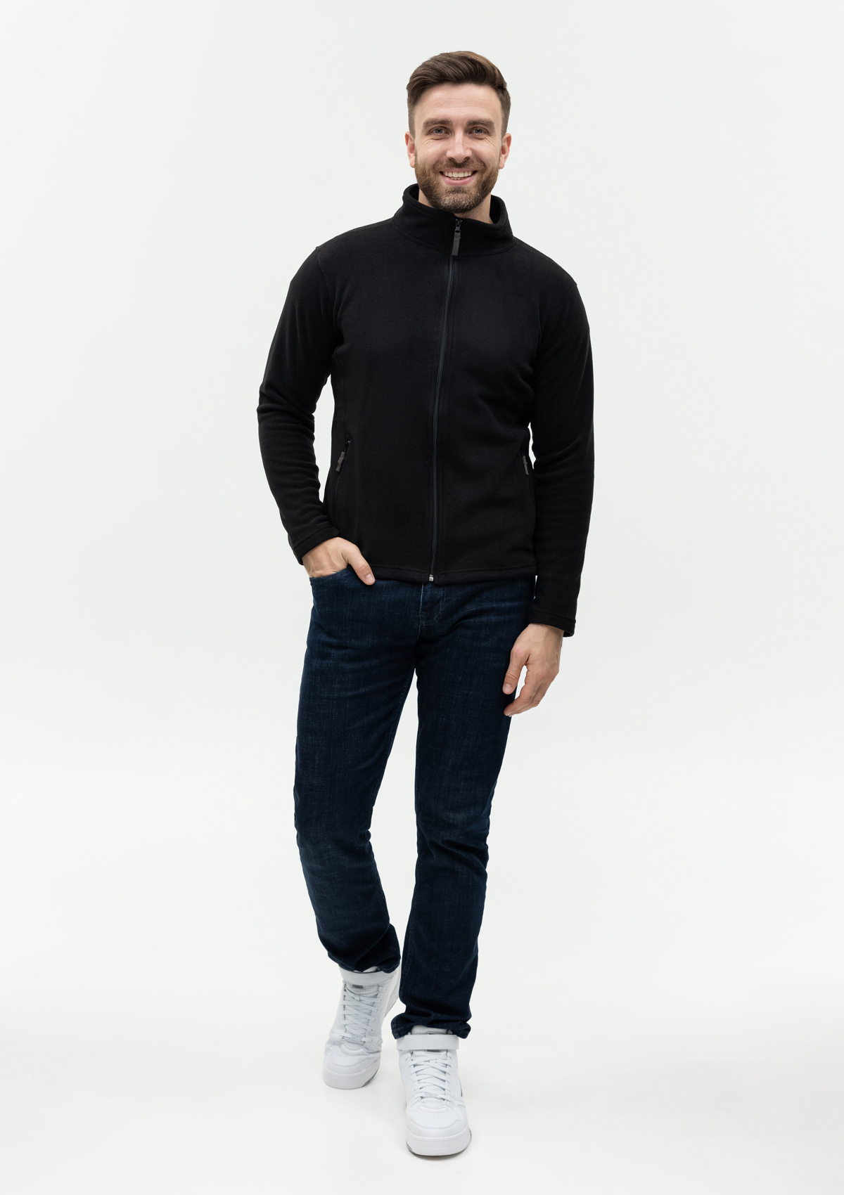 Толстовка унисекс STAN на молнии микрофлис 200, 21, Чёрный,  (20)  (54/XXL)