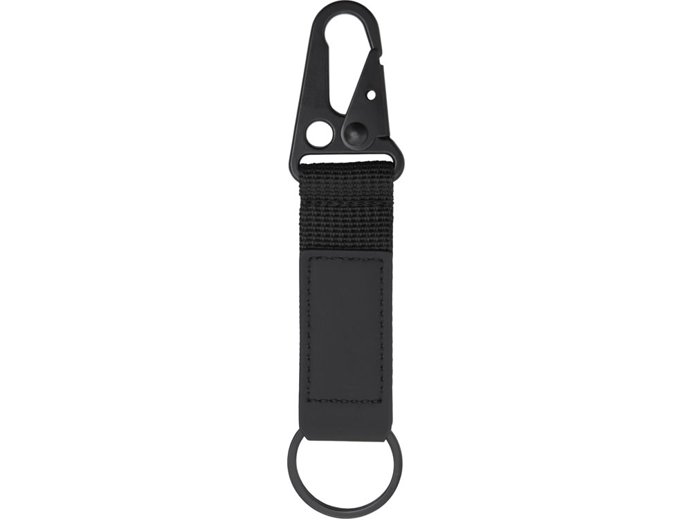 Брелок-ремувка Carabinier из ткани с вставкой из экокожи и карабином, черный