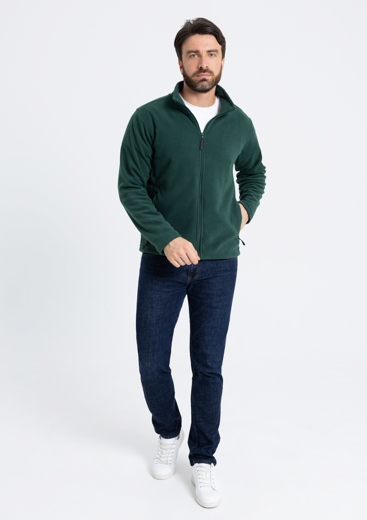 Толстовка унисекс STAN на молнии микрофлис 200, 21, Тёмно-зелёный,  (130)  (52/XL)