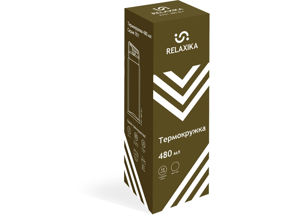Термокружка Relaxika 701 (0,48 литра), хаки (без лого)