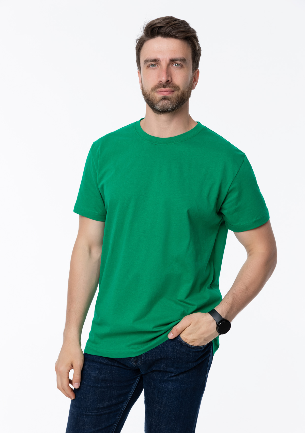 Футболка унисекс хлопок 150, 52, Зелёный,  (30/1)  (52/XL)