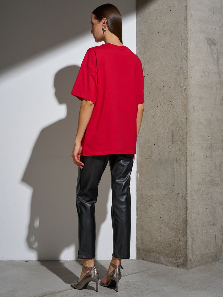Футболка Oversize Premium, красная, размер S