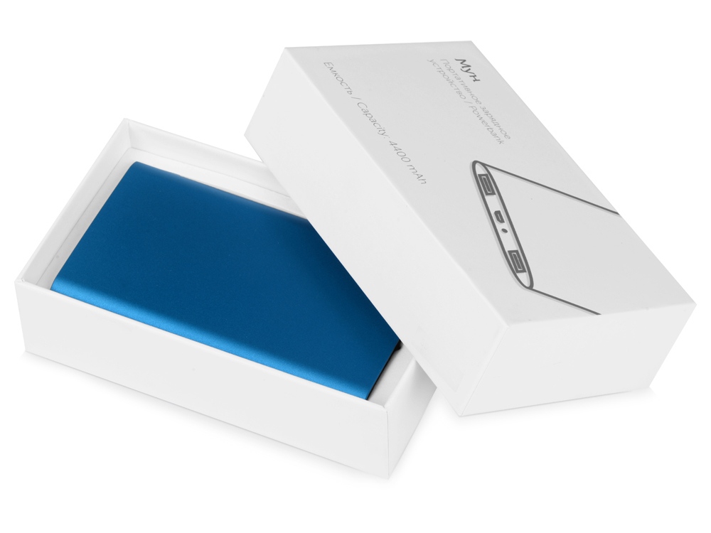 Портативное зарядное устройство Мун с 2-мя USB-портами, 4400 mAh, синий