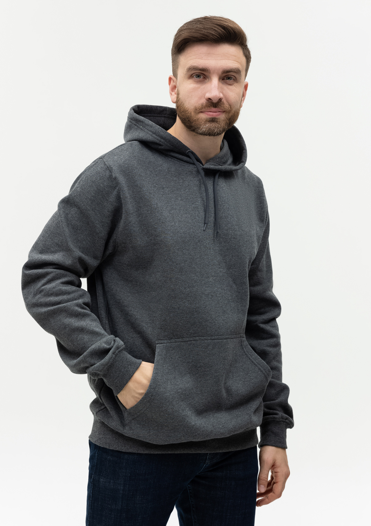 Худи унисекс STAN футер с начёсом 260, 20, Тёмный меланж,  (60/1)  (56/XXXL)