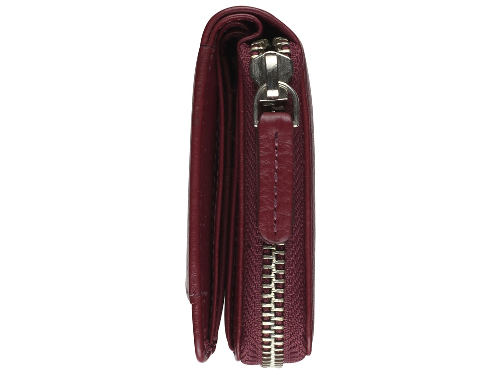 Кошелёк женский BUGATTI Lady Top, на молнии, красный, натуральная воловья кожа, 12х2,5х9 см