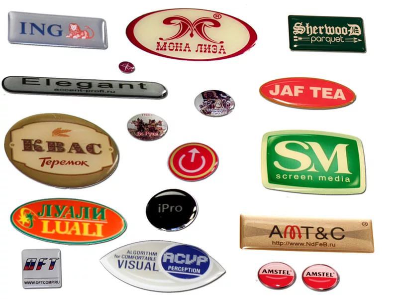 Объемные наклейки под смолой Sticker Pack на заказ фото са сайте Print Logo.
