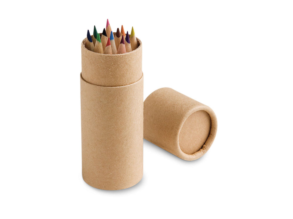 Набор из 12 цветных карандашей CYLINDER с логотипом  | Print Logo