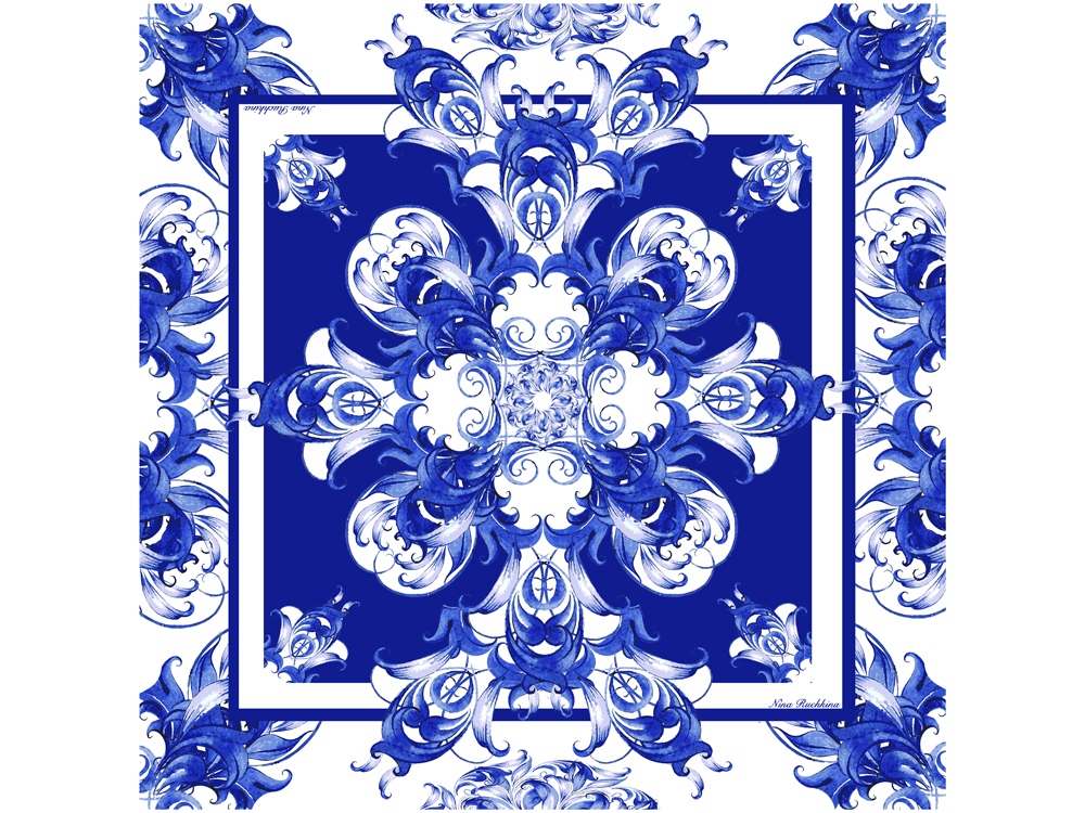 Платок Гжель с логотипом Русские в моде | Print Logo