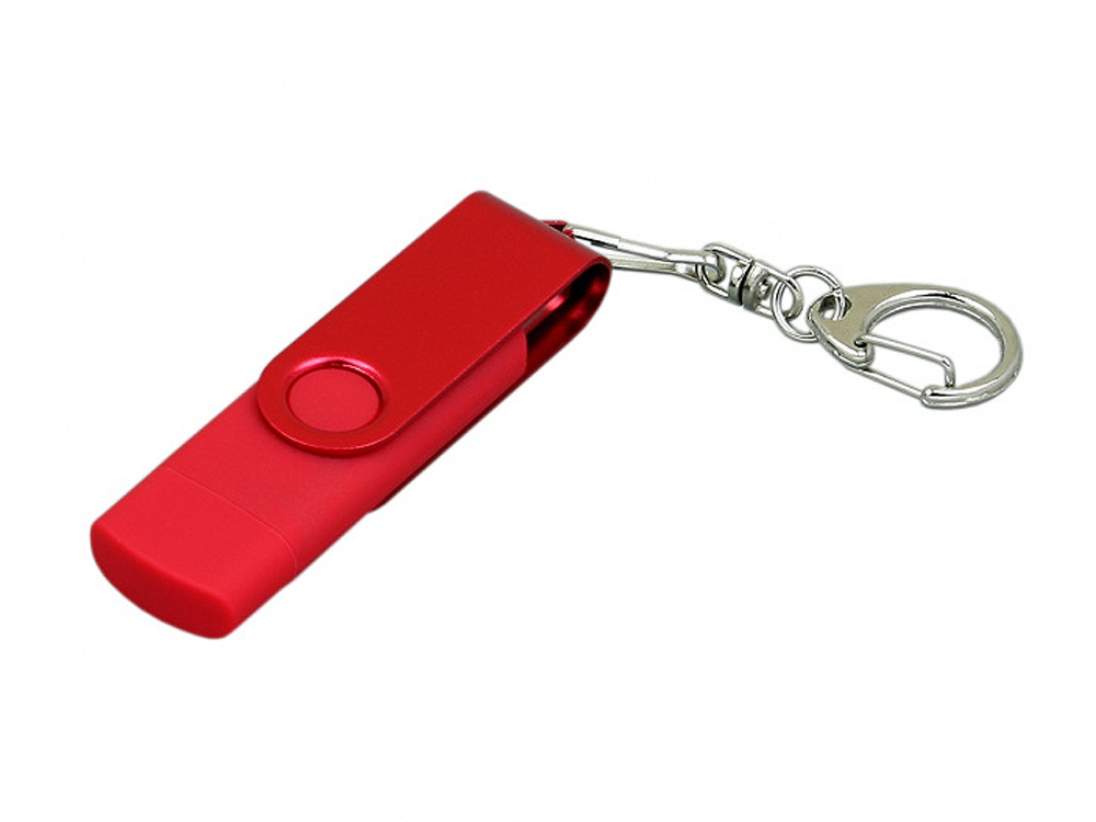 USB 2.0- флешка на 16 Гб с поворотным механизмом и дополнительным разъемом Micro USB с логотипом  | Print Logo