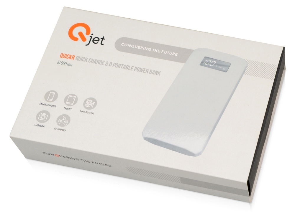 Портативное зарядное устройство Quickr с функцией быстрой зарядки, 10000 mAh, серый