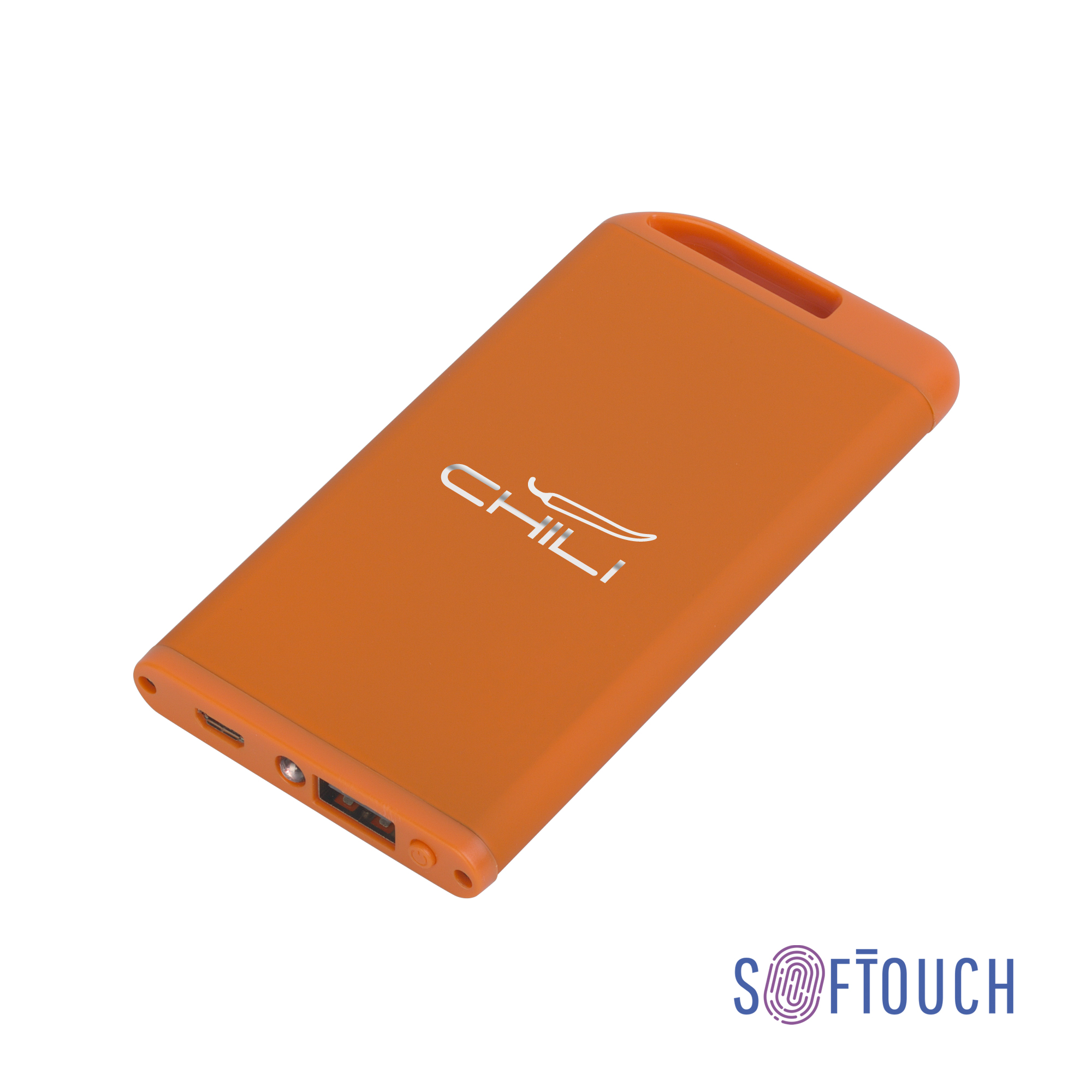 Зарядное устройство "Theta" с фонариком, 4000 mAh, покрытие soft touch, голубой