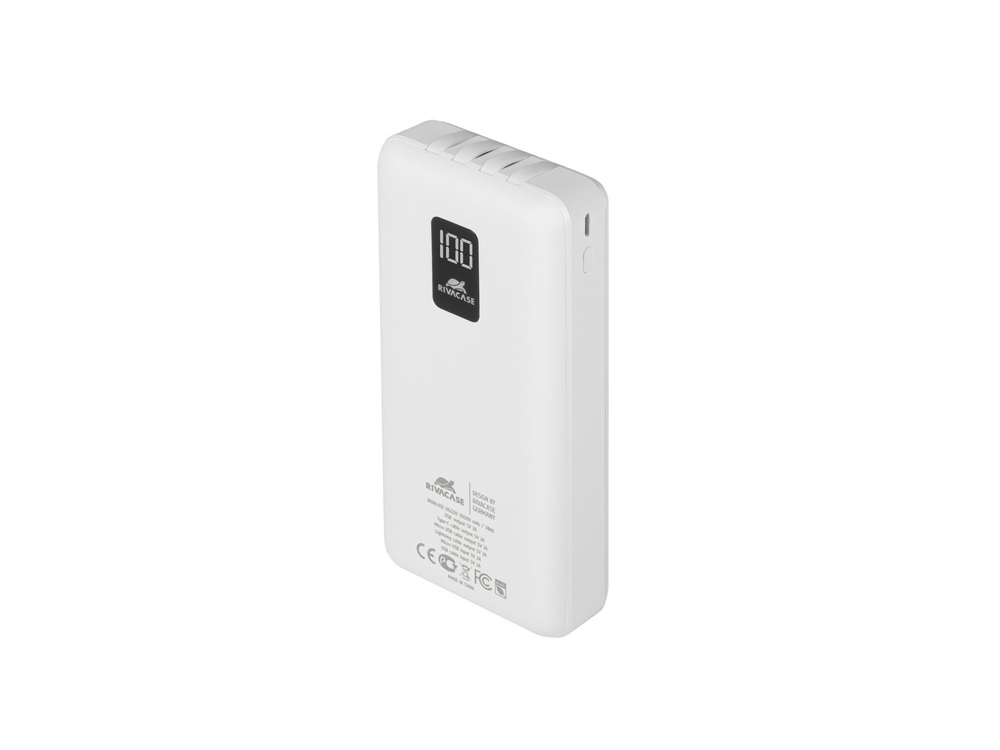 Внешний аккумулятор с дисплеем и встроенными кабелями VA2220, 20000 mAh с логотипом RIVACASE | Print Logo