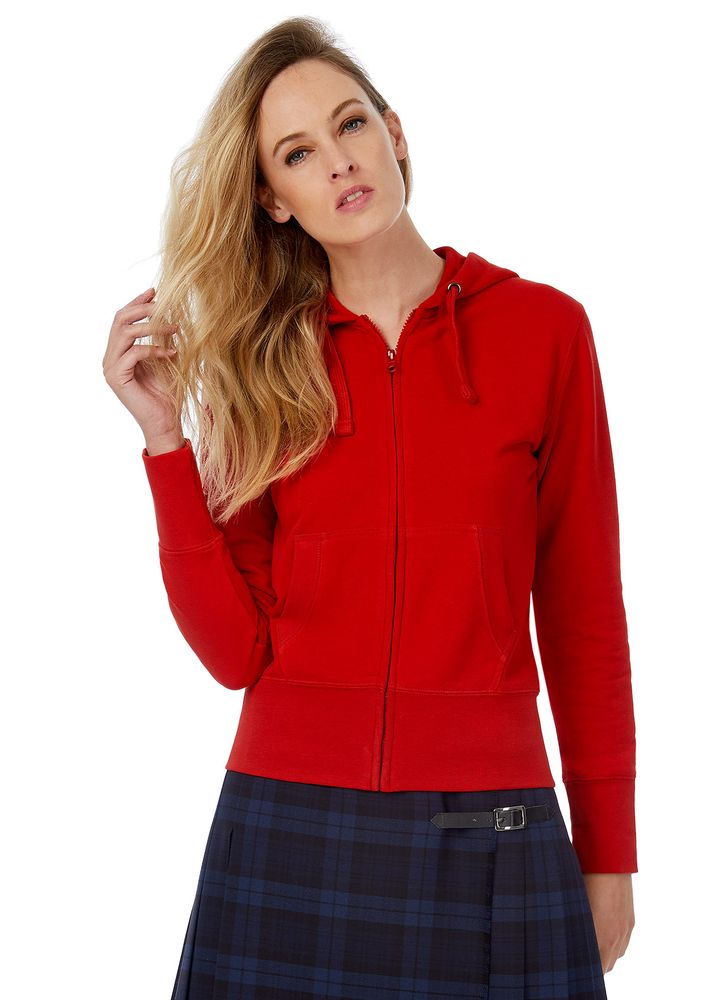 Толстовка женская Hooded Full Zip серый меланж фото на сайте Print Logo.