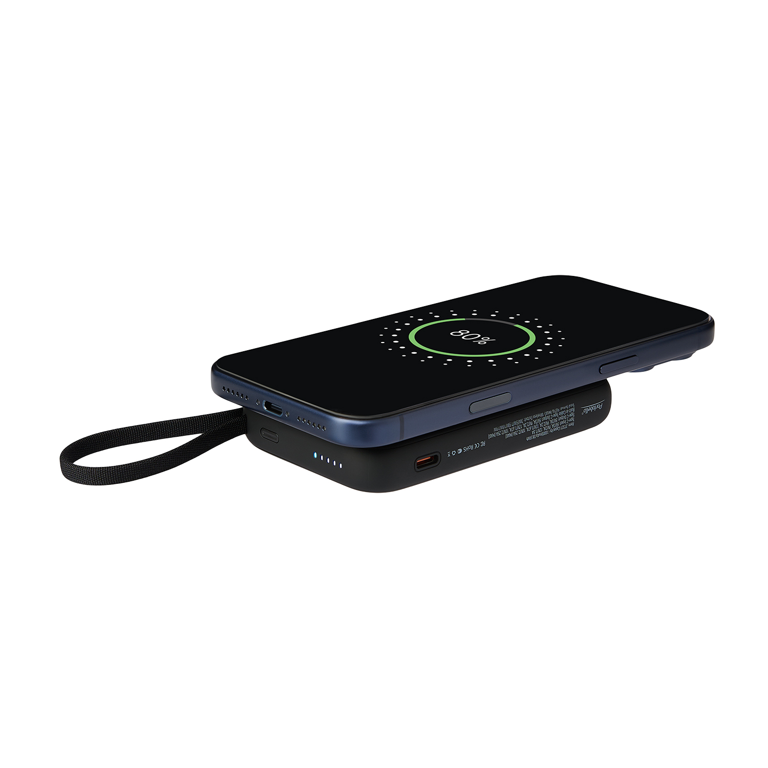 Внешний аккумулятор Комбо (Combo) 4-в-1 10000mAh с функцией беспроводной зарядки 15W, черный фото на сайте Print Logo.