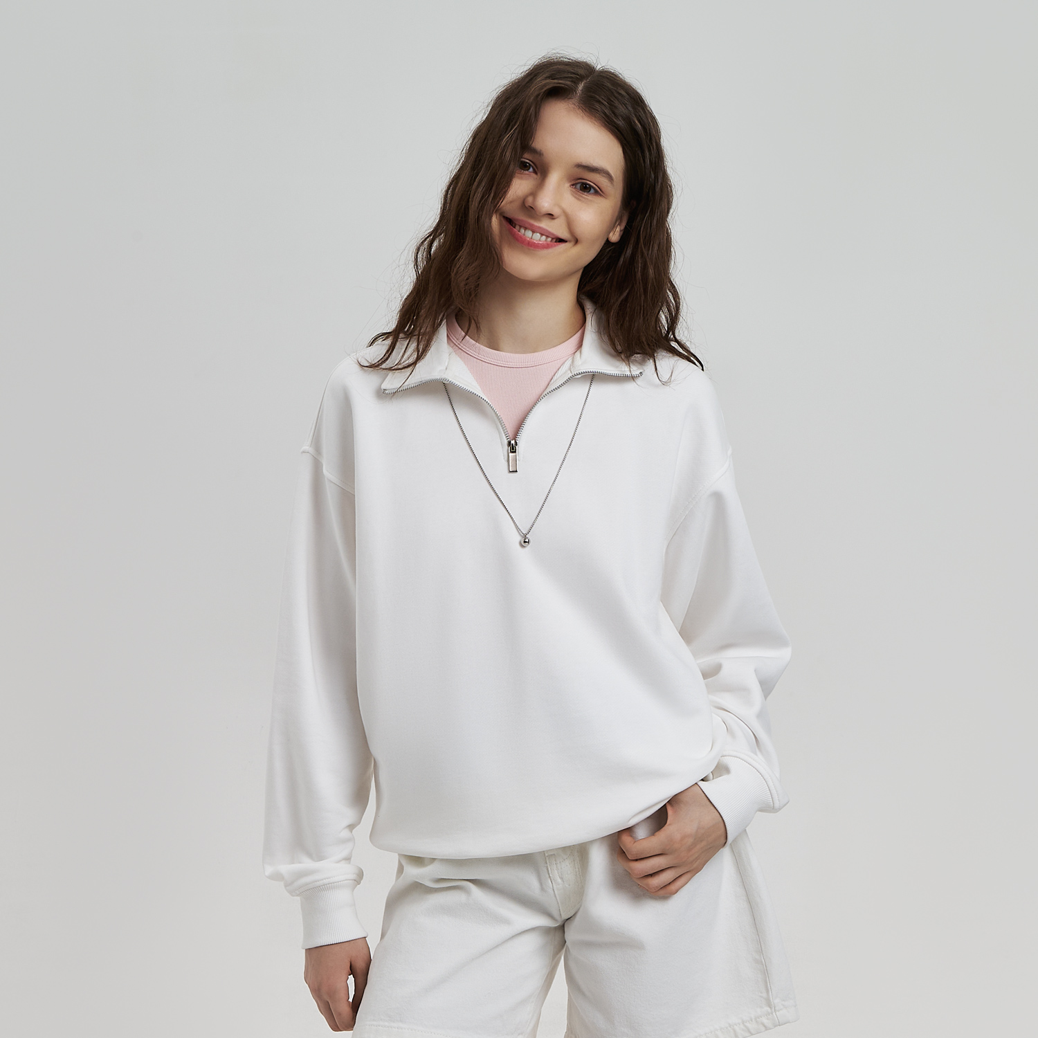 Толстовка на молнии унисекс Флоу (Flow), белая, размер 5XL/6XL