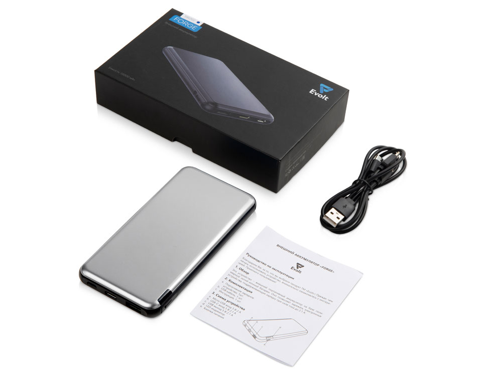 Внешний аккумулятор Forge v.2, металл, 10000mah, белый