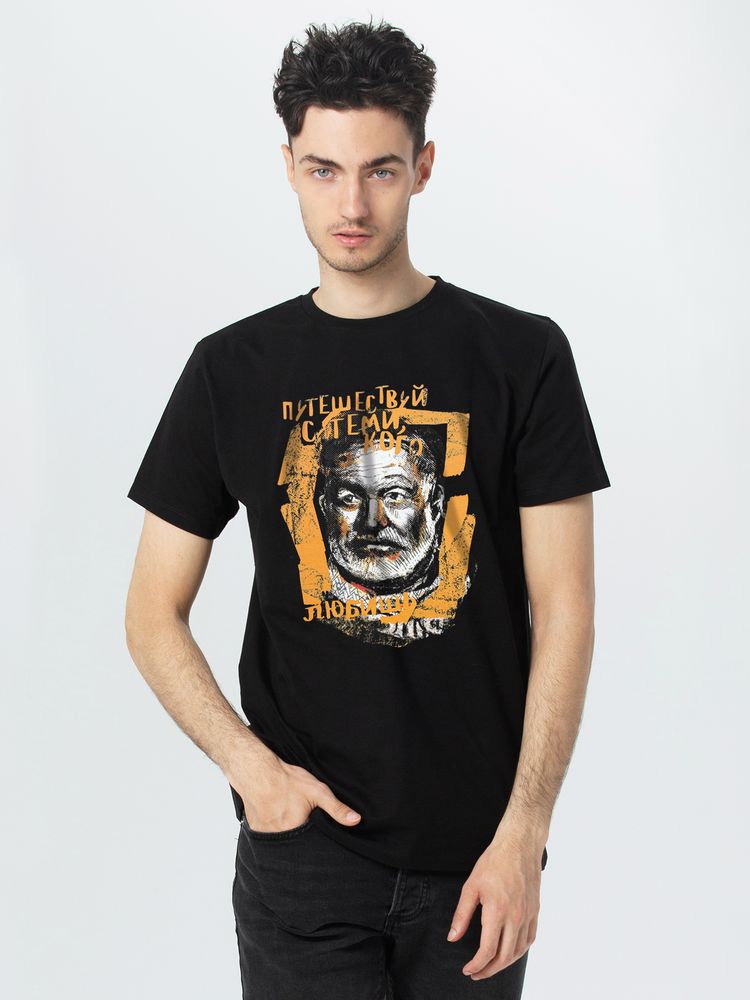 Футболка «Хемингуэй» с логотипом Ловец слов | Print Logo