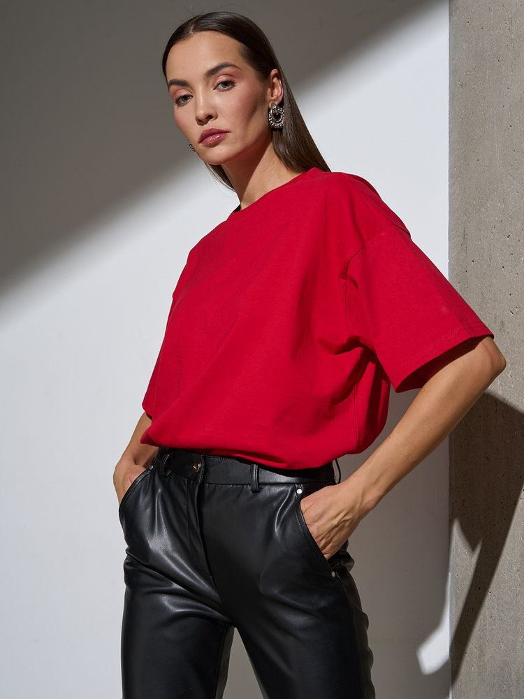 Футболка Oversize Premium, красная, размер S