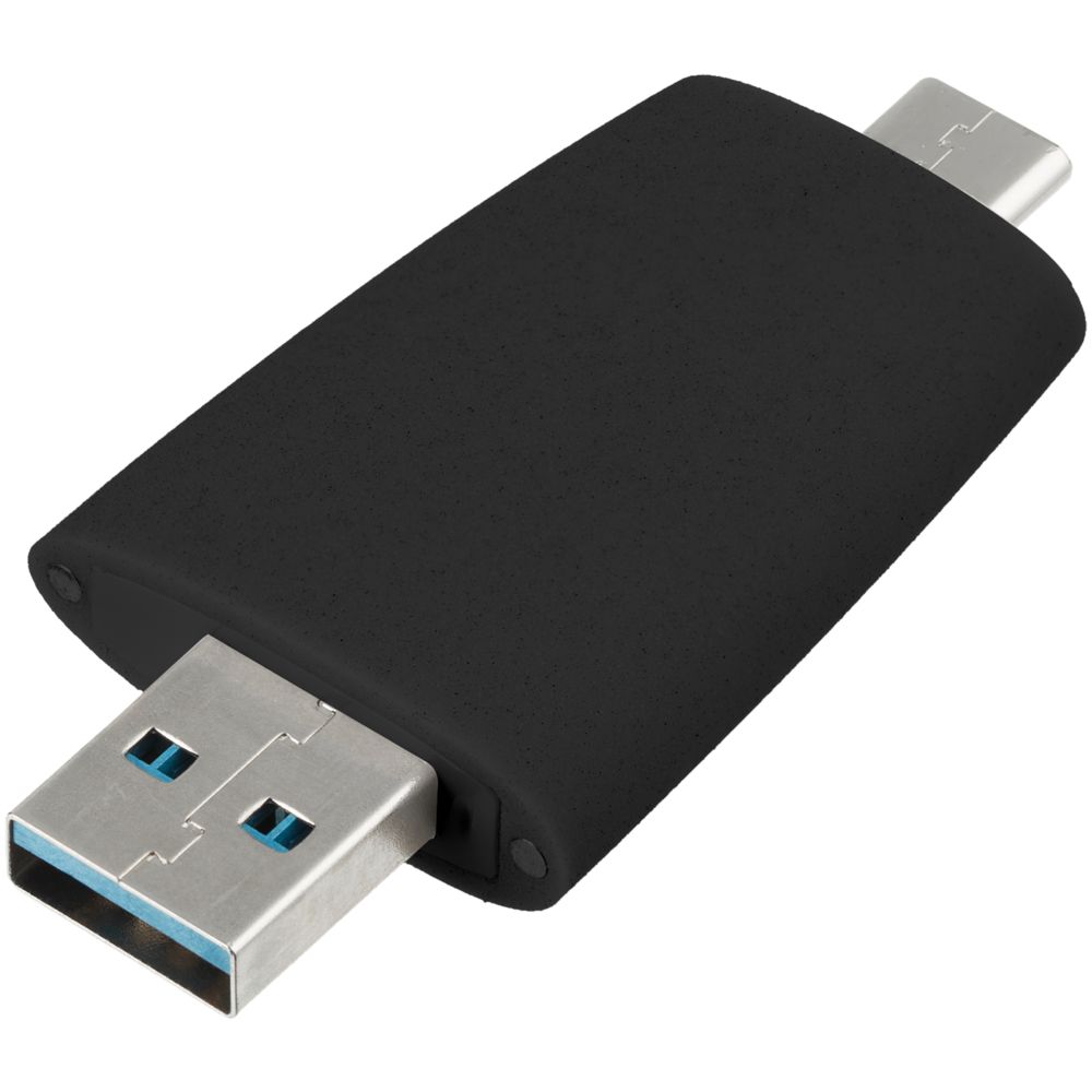 Флешка Pebble Type-C, USB 3.0, серо-синяя фото на сайте Print Logo.