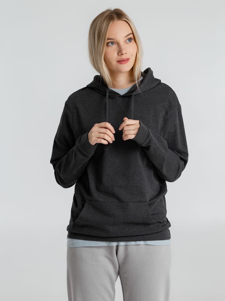 Толстовка с капюшоном унисекс Hoodie, серый меланж (антрацит), размер L