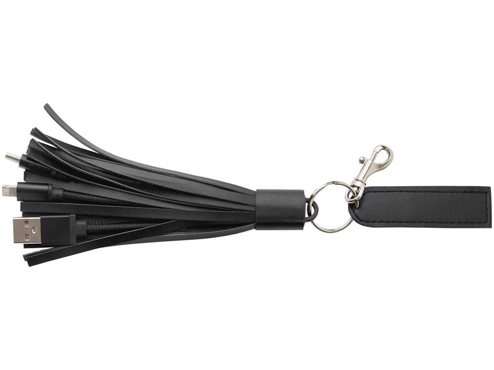 Тканевый кабель для зарядки Tassel 3-в-1, черный
