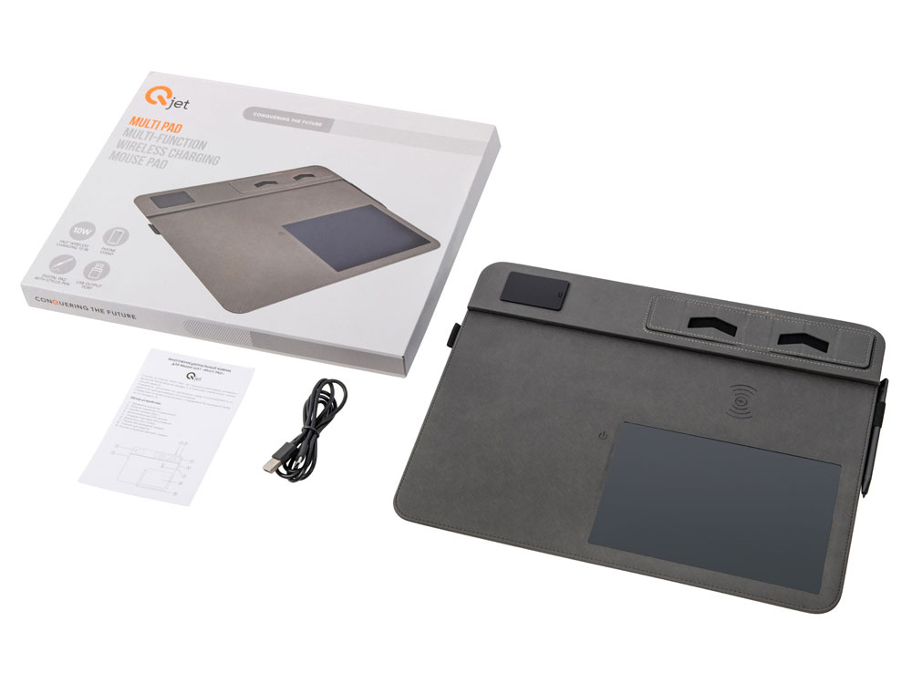 Многофункциональный коврик для мыши Multi Pad с беспроводной зарядкой и LCD экраном, 10 Вт, черный