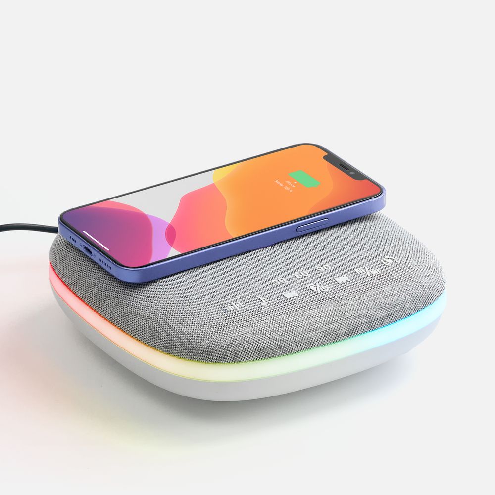 Bluetooth-колонка с беспроводной зарядкой и подсветкой Terrafonic с логотипом Molti | Print Logo
