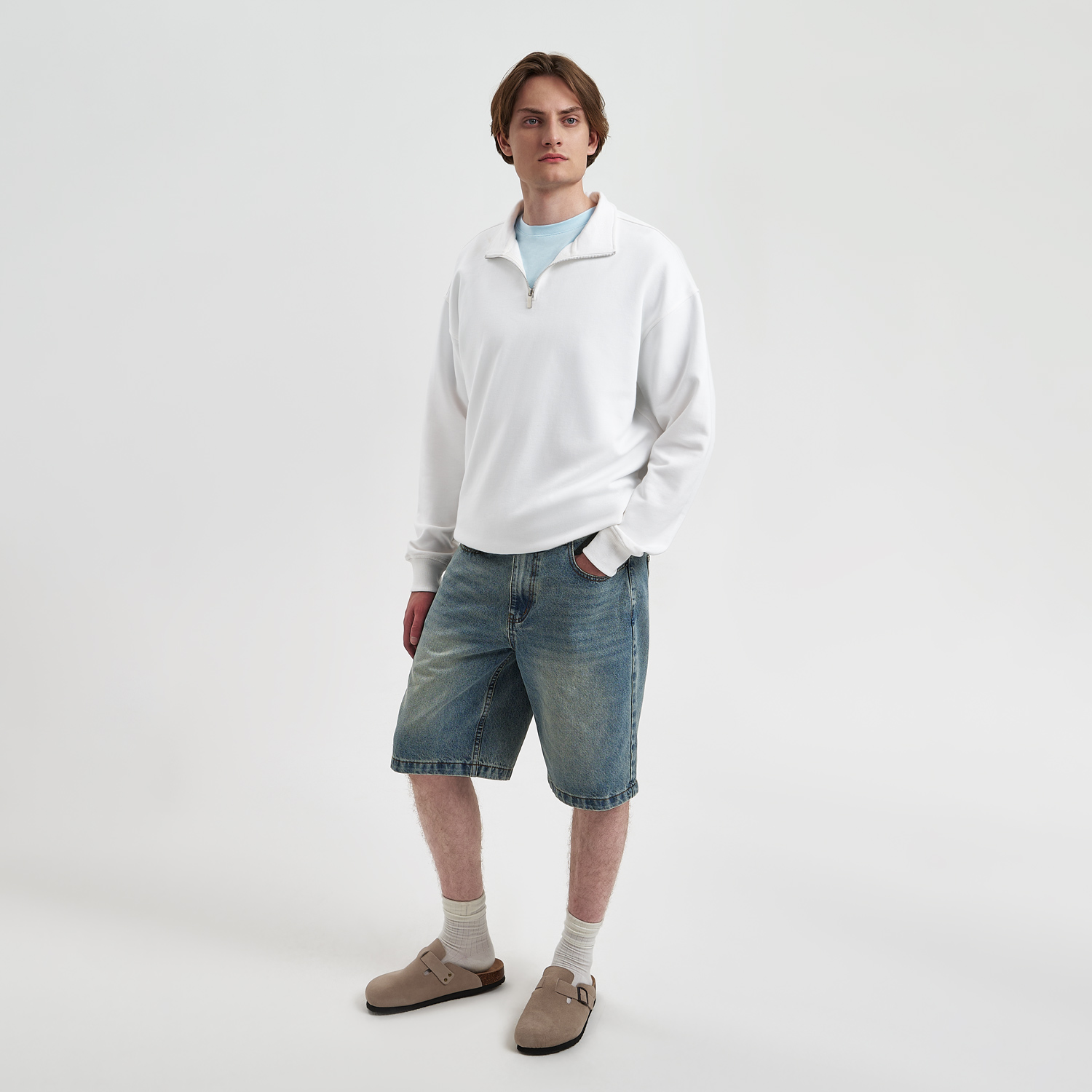 Толстовка на молнии унисекс Флоу (Flow), белая, размер 5XL/6XL