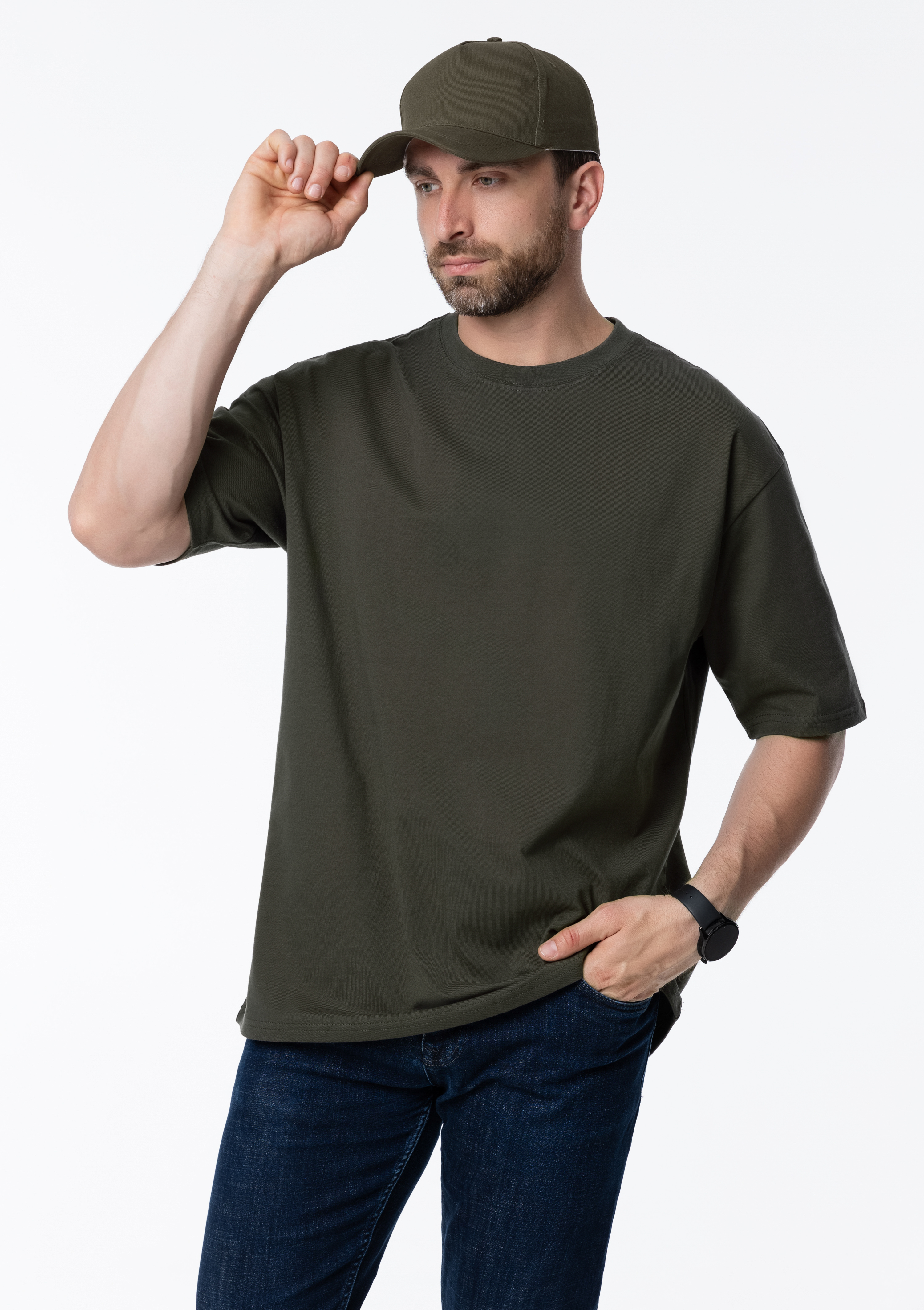 Футболка унисекс оверсайз STAN хлопок 240, 56, Оливковый хаки,  (36)  (52/XL)