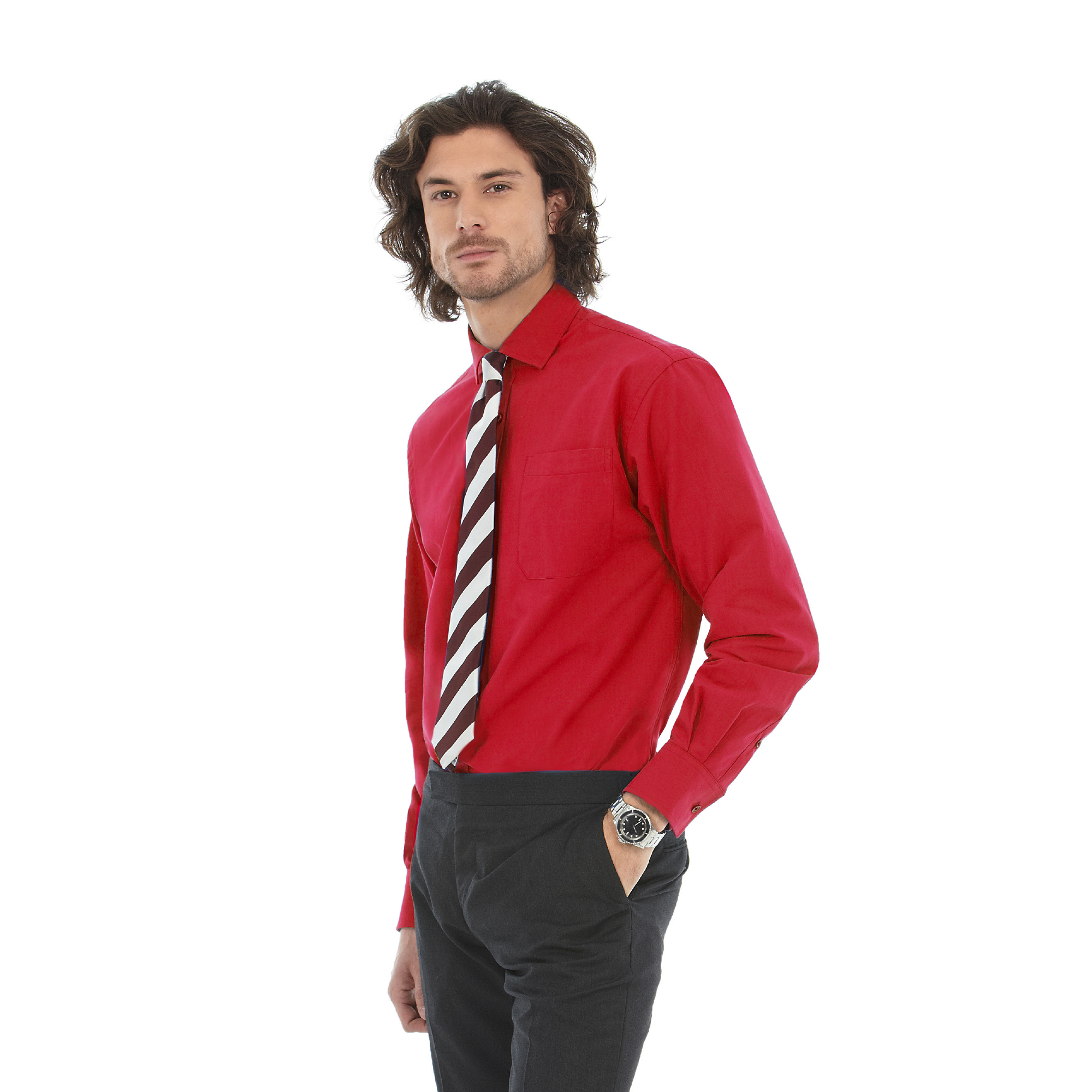 Рубашка мужская с длинным рукавом Heritage LSL/men с логотипом B&C | Print Logo