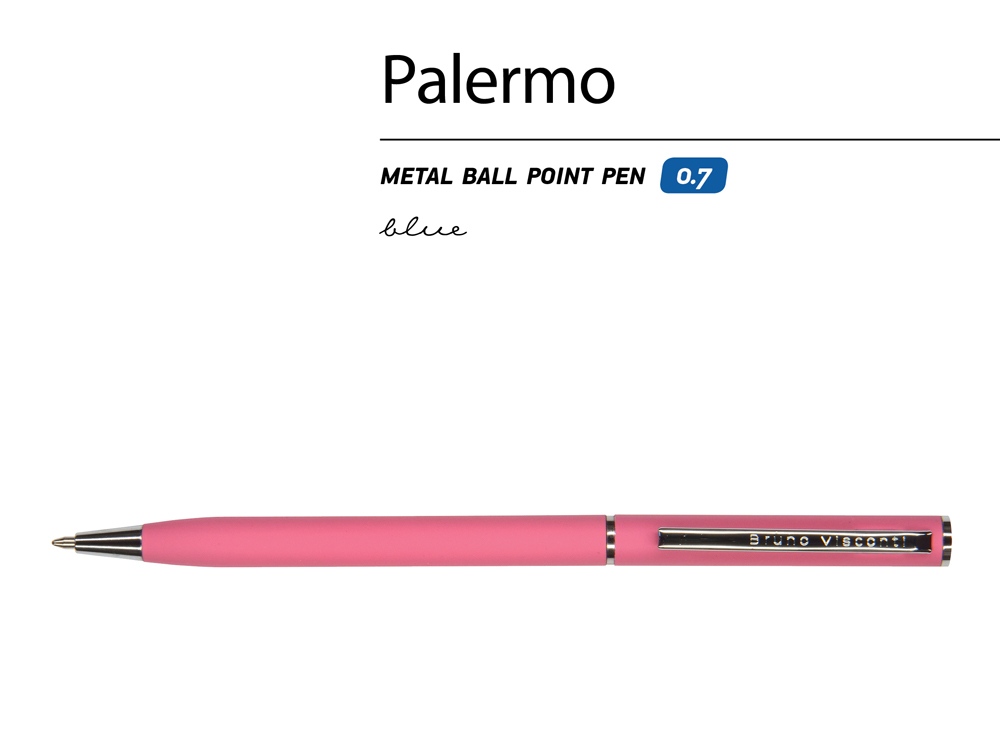 Ручка шариковая автоматическая BrunoVisconti® PALERMO цвет корпуса красный коралловый, soft-touch, 0.7 мм