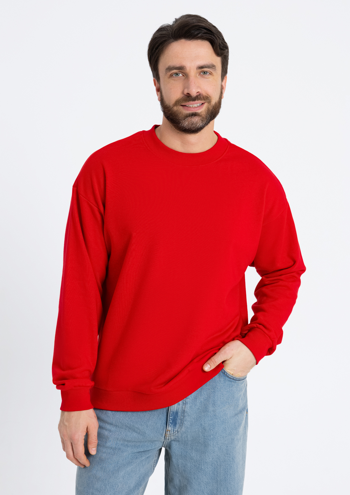 Свитшот унисекс STAN футер без начёса, 350, 96, Красный,  (14)  (52/XL)