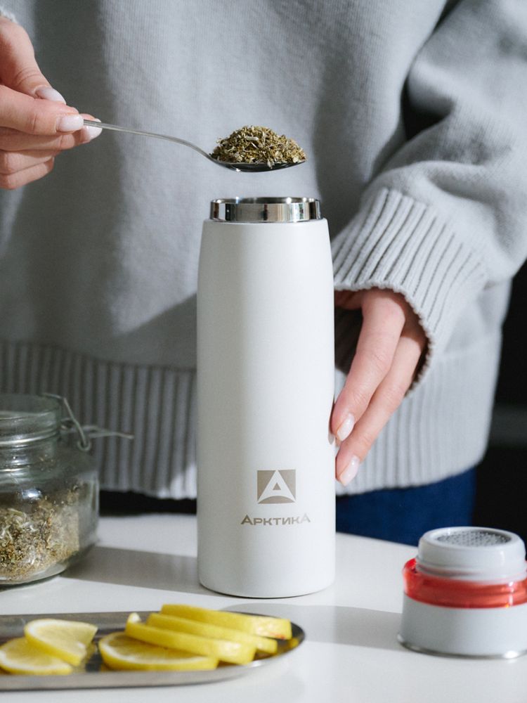 Термокружка «Арктика 420» с ситечком — пример нанесения логотипа (Арктика) | Print Logo