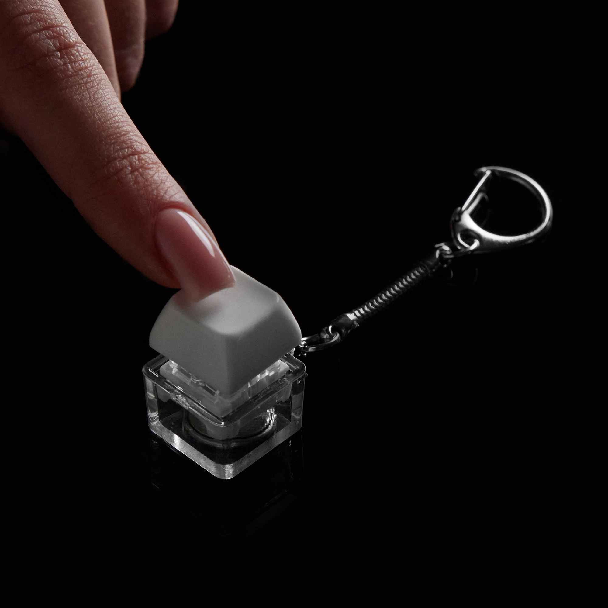 Брелок-антистресс Нажми на кнопку с подсветкой, белый