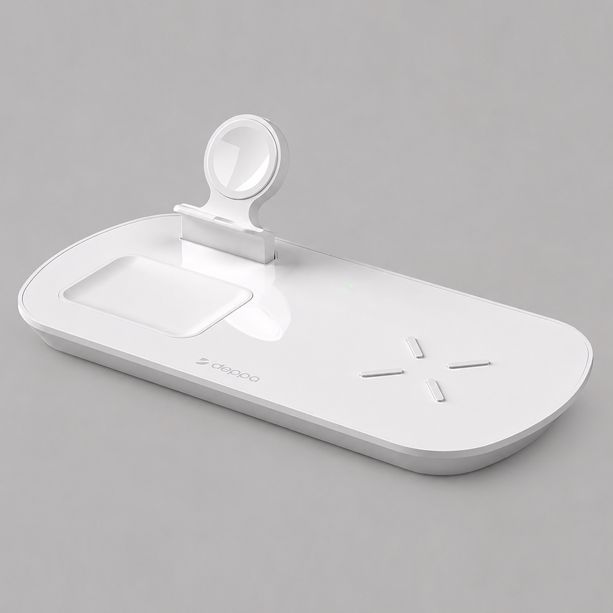 Зарядная станция 3 в 1: iPhone, Apple Watch, Airpods, беспроводная, 17,5 Вт, белая, Deppa