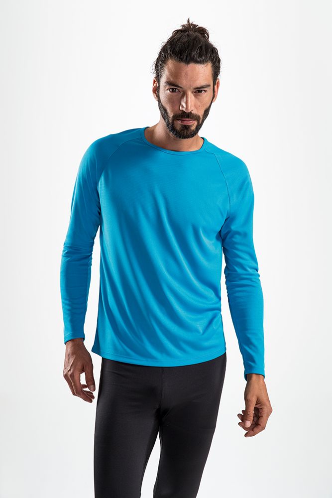 Футболка с длинным рукавом Sporty LSL Men ярко-бирюзовая, размер XXL