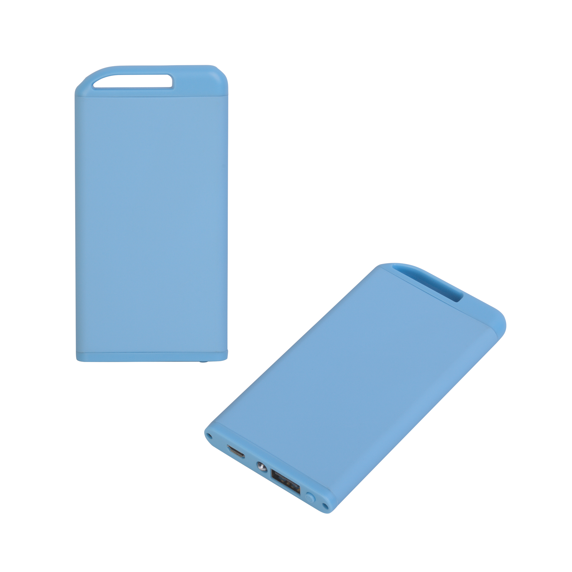 Зарядное устройство "Theta" с фонариком, 4000 mAh, покрытие soft touch, голубой