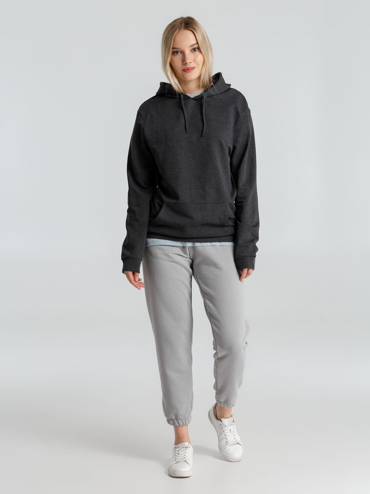 Толстовка с капюшоном унисекс Hoodie, серый меланж (антрацит), размер L