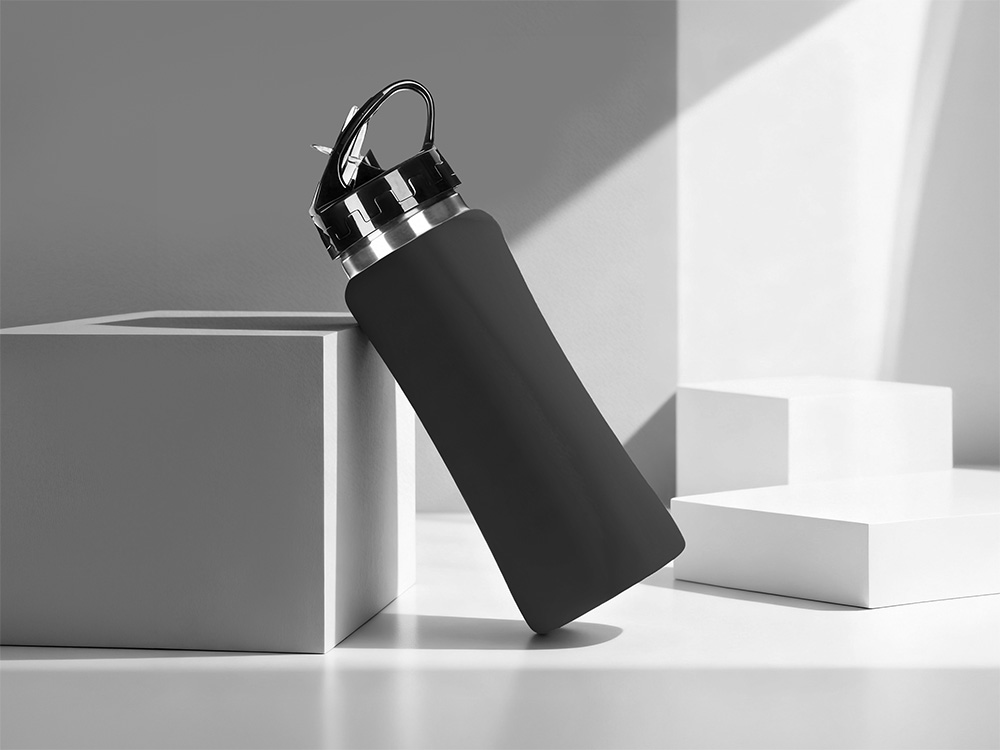 Подарочный набор с бутылкой для воды и повербанком С1, 5000 mAh, черный