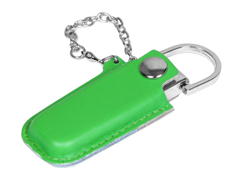 USB 2.0- флешка на 8 Гб в массивном корпусе с кожаным чехлом с логотипом  | Print Logo