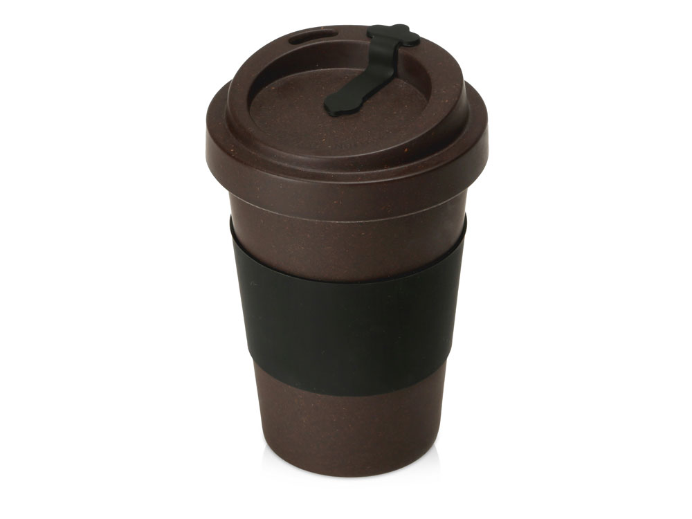 Стакан из кофе с силиконовой манжетой Latte, коричневый (Р)