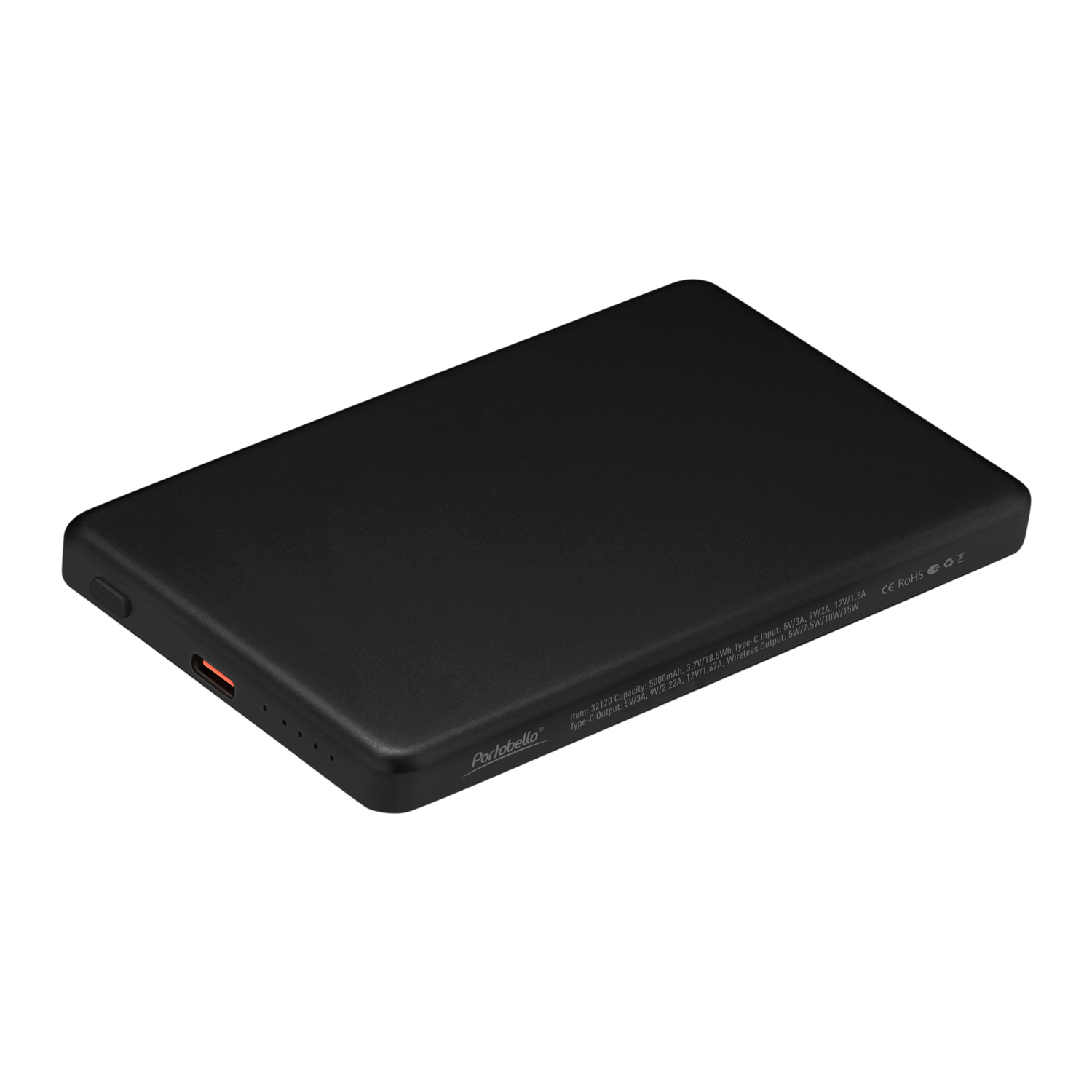 Внешний аккумулятор Атлантис (Atlantis) PD 5000mAh с функцией беспроводной зарядки 15W, оранжевый фото на сайте Print Logo.