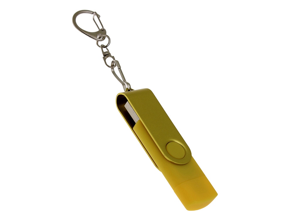 USB 2.0- флешка на 8 Гб с поворотным механизмом и дополнительным разъемом Type-C с логотипом  | Print Logo