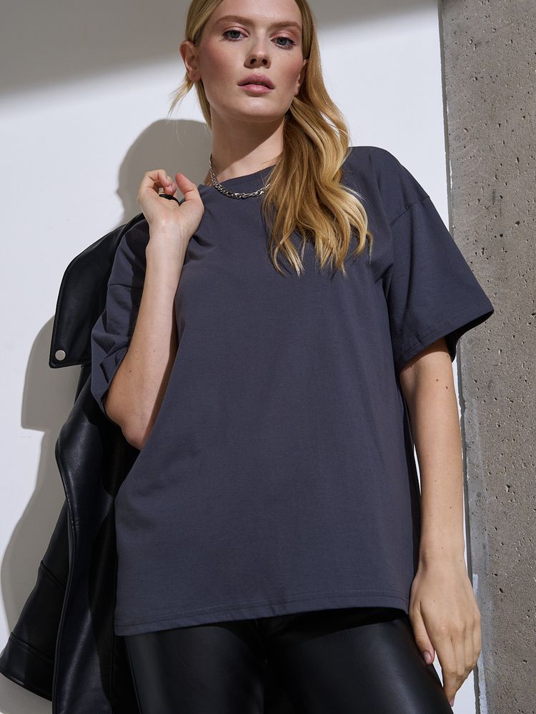Футболка Oversize Premium, темно-серая (антрацит), размер S